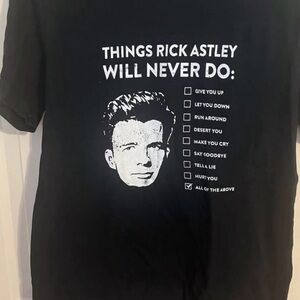 Used Rick Astley Black Graphic T-Shirt